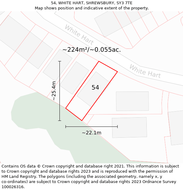 54, WHITE HART, SHREWSBURY, SY3 7TE: Plot and title map