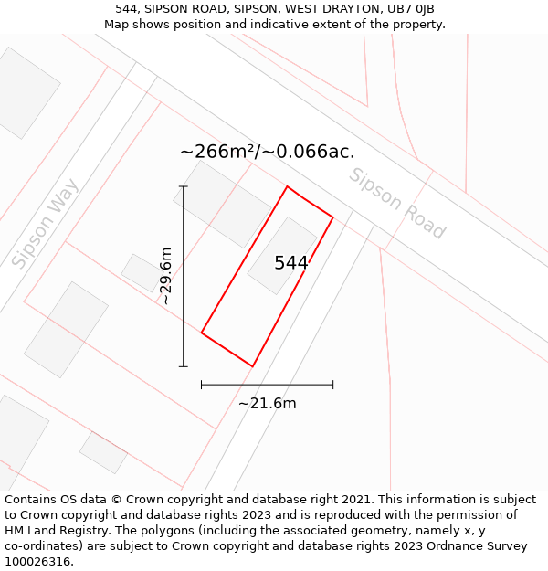 544, SIPSON ROAD, SIPSON, WEST DRAYTON, UB7 0JB: Plot and title map