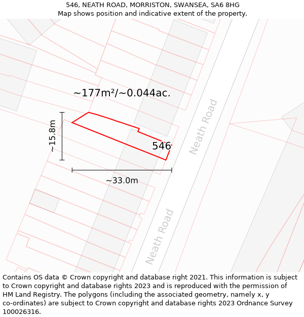 546, NEATH ROAD, MORRISTON, SWANSEA, SA6 8HG: Plot and title map