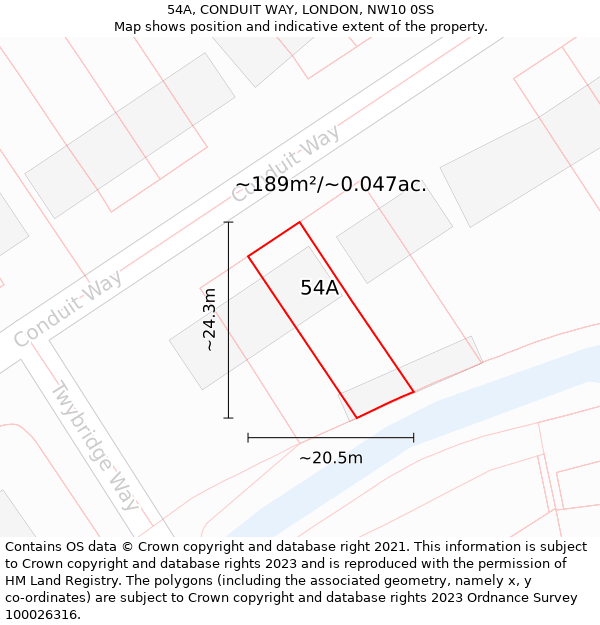 54A, CONDUIT WAY, LONDON, NW10 0SS: Plot and title map