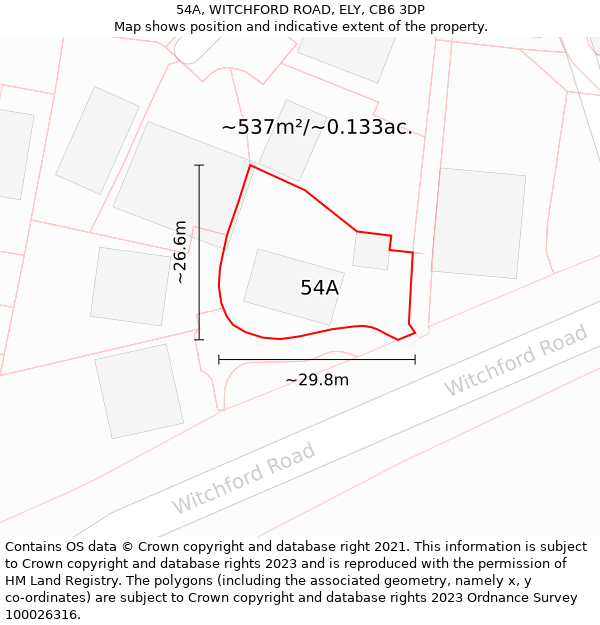 54A, WITCHFORD ROAD, ELY, CB6 3DP: Plot and title map