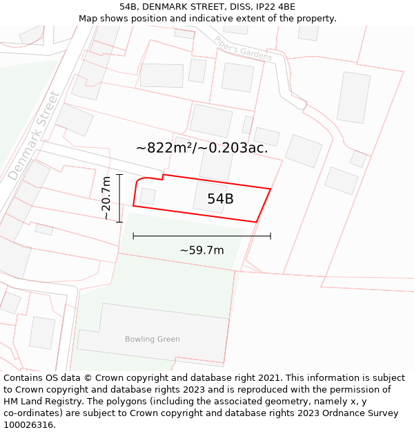 54B, DENMARK STREET, DISS, IP22 4BE: Plot and title map