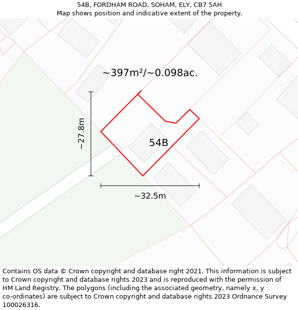 54B, FORDHAM ROAD, SOHAM, ELY, CB7 5AH: Plot and title map