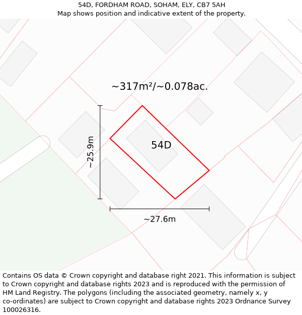 54D, FORDHAM ROAD, SOHAM, ELY, CB7 5AH: Plot and title map