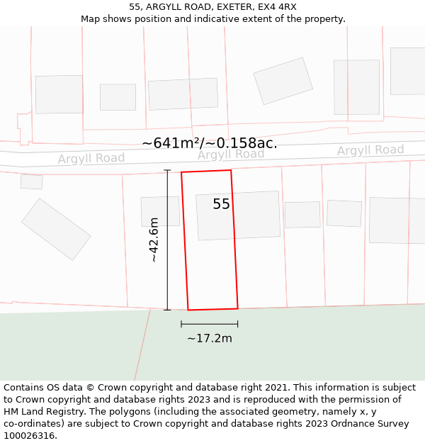 55, ARGYLL ROAD, EXETER, EX4 4RX: Plot and title map