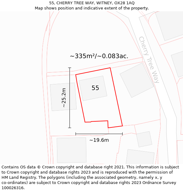 55, CHERRY TREE WAY, WITNEY, OX28 1AQ: Plot and title map