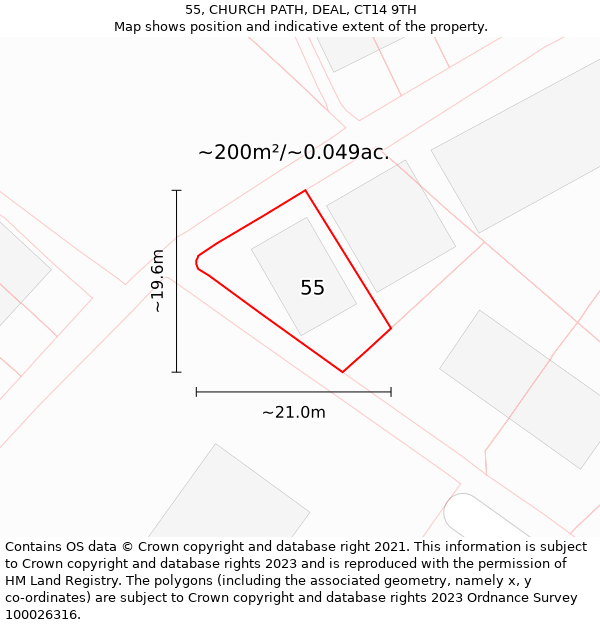 55, CHURCH PATH, DEAL, CT14 9TH: Plot and title map