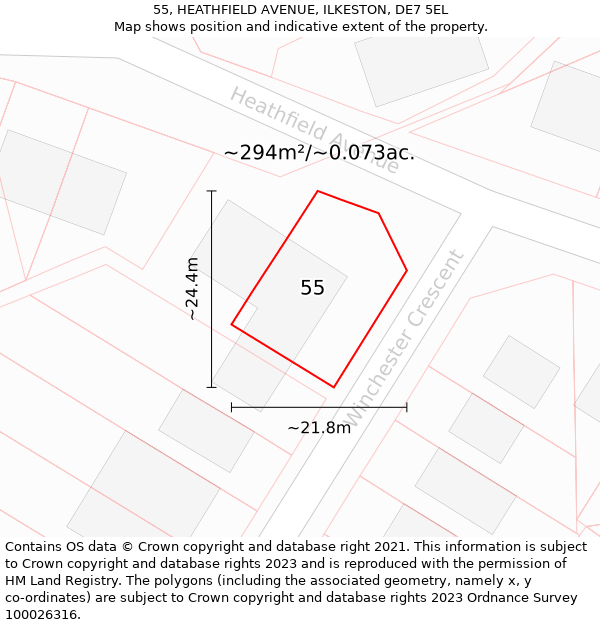 55, HEATHFIELD AVENUE, ILKESTON, DE7 5EL: Plot and title map