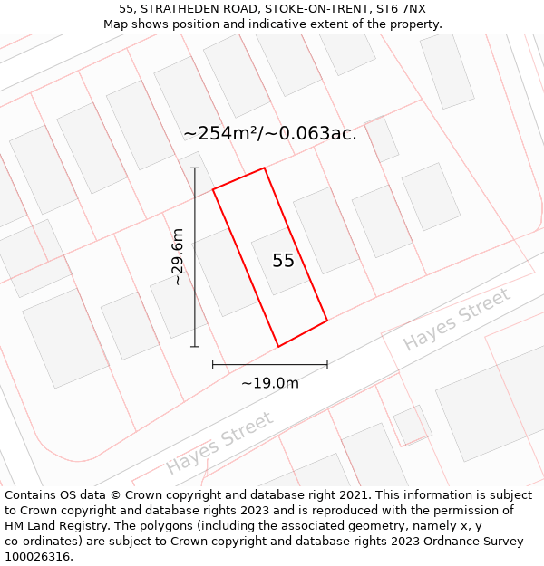 55, STRATHEDEN ROAD, STOKE-ON-TRENT, ST6 7NX: Plot and title map