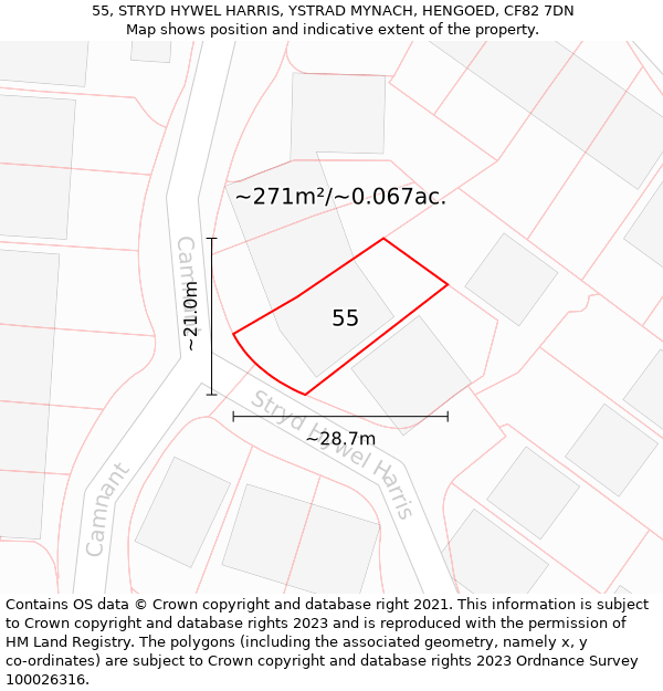 55, STRYD HYWEL HARRIS, YSTRAD MYNACH, HENGOED, CF82 7DN: Plot and title map