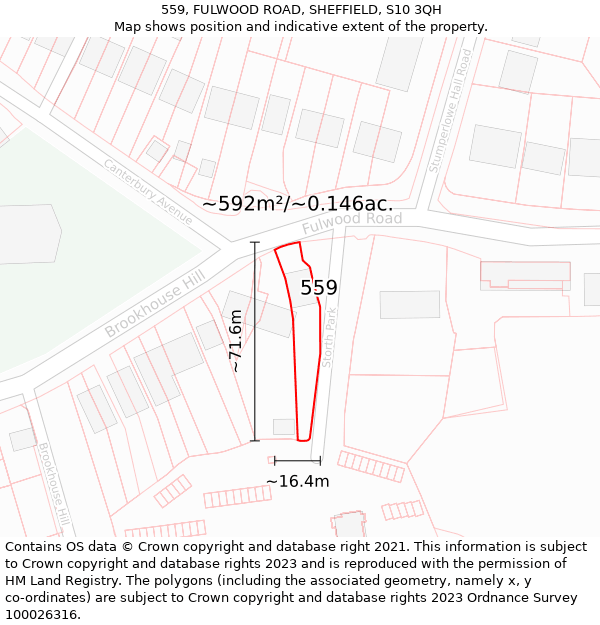 559, FULWOOD ROAD, SHEFFIELD, S10 3QH: Plot and title map