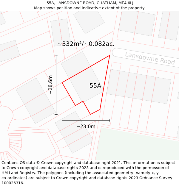 55A, LANSDOWNE ROAD, CHATHAM, ME4 6LJ: Plot and title map