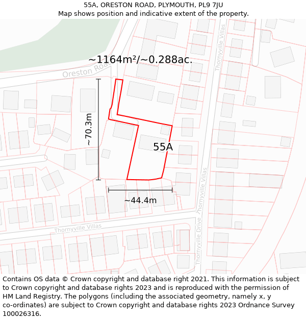 55A, ORESTON ROAD, PLYMOUTH, PL9 7JU: Plot and title map