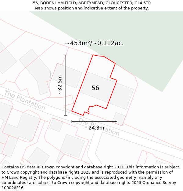 56, BODENHAM FIELD, ABBEYMEAD, GLOUCESTER, GL4 5TP: Plot and title map