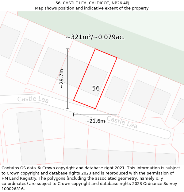 56, CASTLE LEA, CALDICOT, NP26 4PJ: Plot and title map