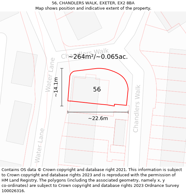 56, CHANDLERS WALK, EXETER, EX2 8BA: Plot and title map