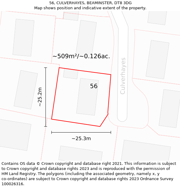 56, CULVERHAYES, BEAMINSTER, DT8 3DG: Plot and title map