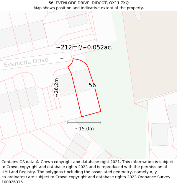 56, EVENLODE DRIVE, DIDCOT, OX11 7XQ: Plot and title map