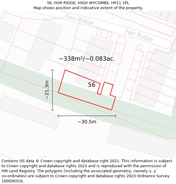 56, FAIR RIDGE, HIGH WYCOMBE, HP11 1PL: Plot and title map