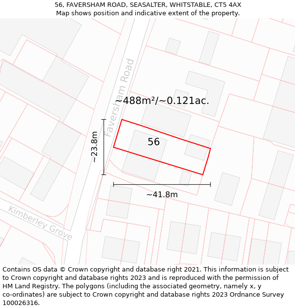 56, FAVERSHAM ROAD, SEASALTER, WHITSTABLE, CT5 4AX: Plot and title map