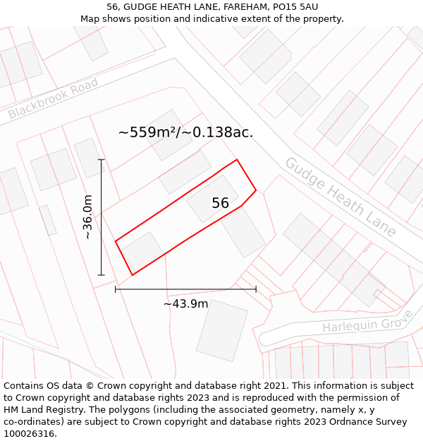 56, GUDGE HEATH LANE, FAREHAM, PO15 5AU: Plot and title map