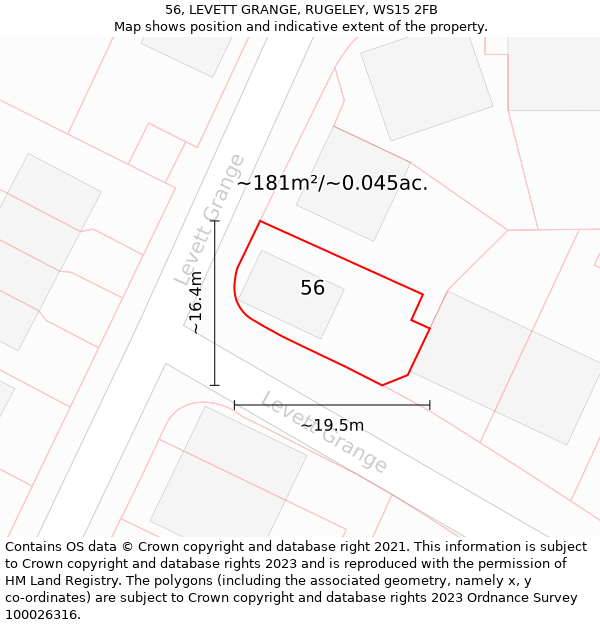 56, LEVETT GRANGE, RUGELEY, WS15 2FB: Plot and title map