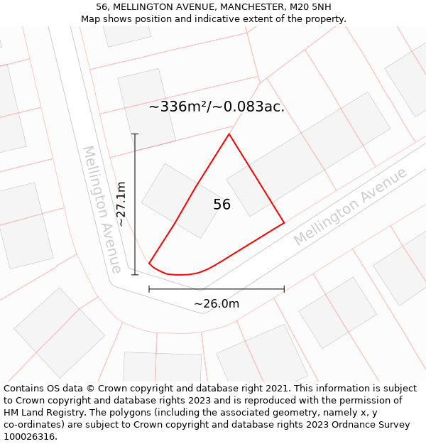 56, MELLINGTON AVENUE, MANCHESTER, M20 5NH: Plot and title map