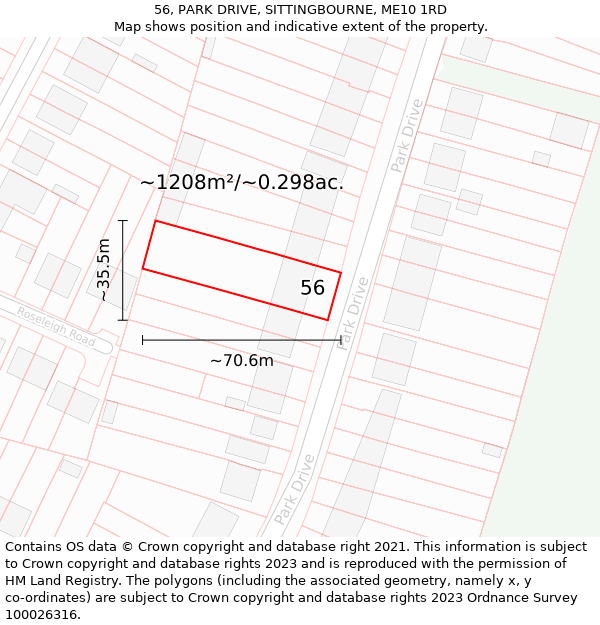 56, PARK DRIVE, SITTINGBOURNE, ME10 1RD: Plot and title map