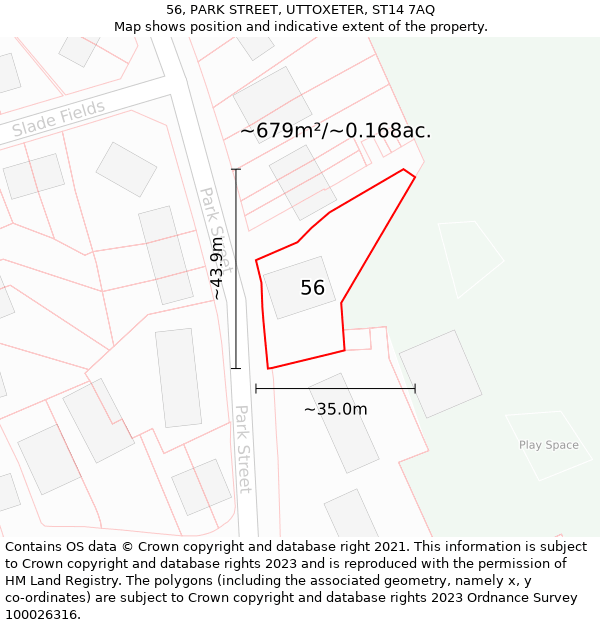 56, PARK STREET, UTTOXETER, ST14 7AQ: Plot and title map