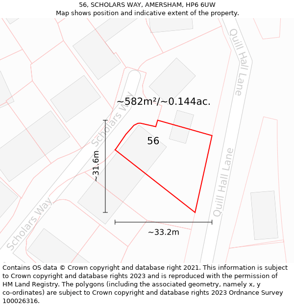 56, SCHOLARS WAY, AMERSHAM, HP6 6UW: Plot and title map