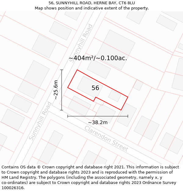 56, SUNNYHILL ROAD, HERNE BAY, CT6 8LU: Plot and title map