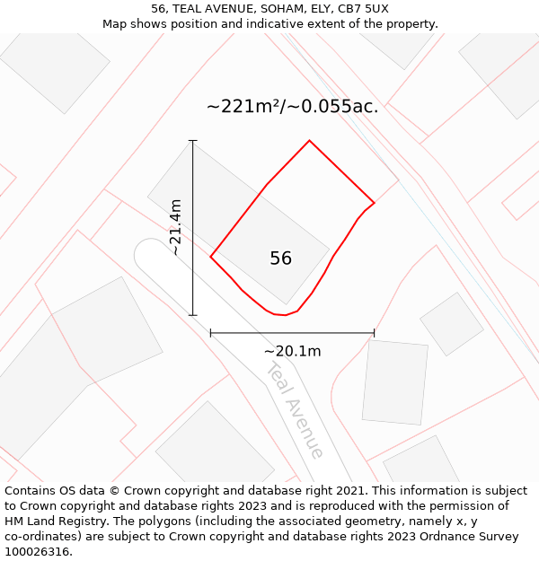 56, TEAL AVENUE, SOHAM, ELY, CB7 5UX: Plot and title map