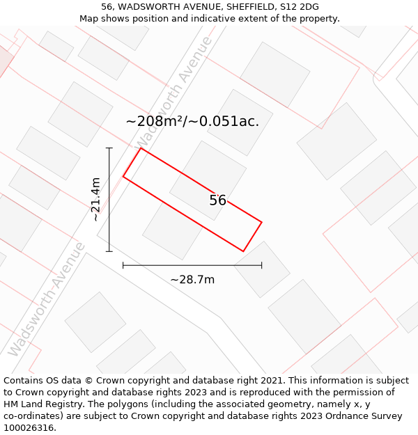 56, WADSWORTH AVENUE, SHEFFIELD, S12 2DG: Plot and title map