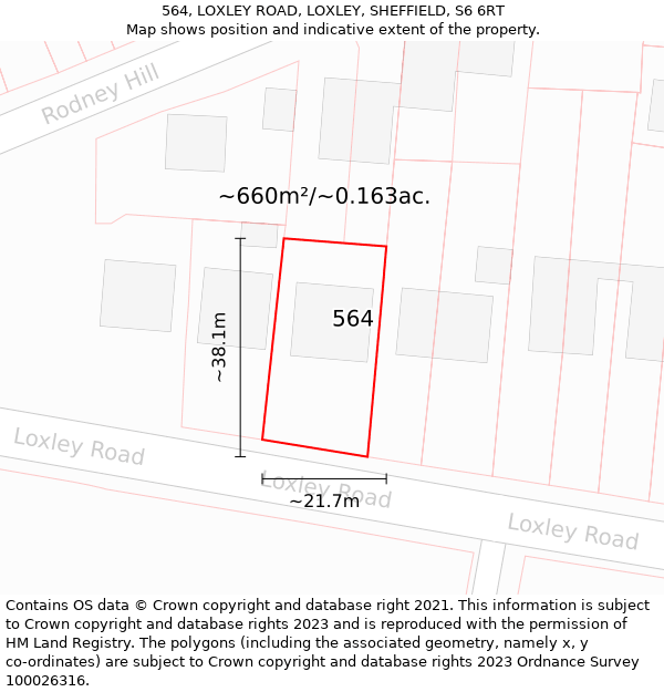 564, LOXLEY ROAD, LOXLEY, SHEFFIELD, S6 6RT: Plot and title map