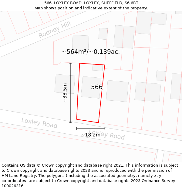 566, LOXLEY ROAD, LOXLEY, SHEFFIELD, S6 6RT: Plot and title map