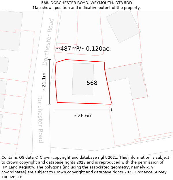 568, DORCHESTER ROAD, WEYMOUTH, DT3 5DD: Plot and title map