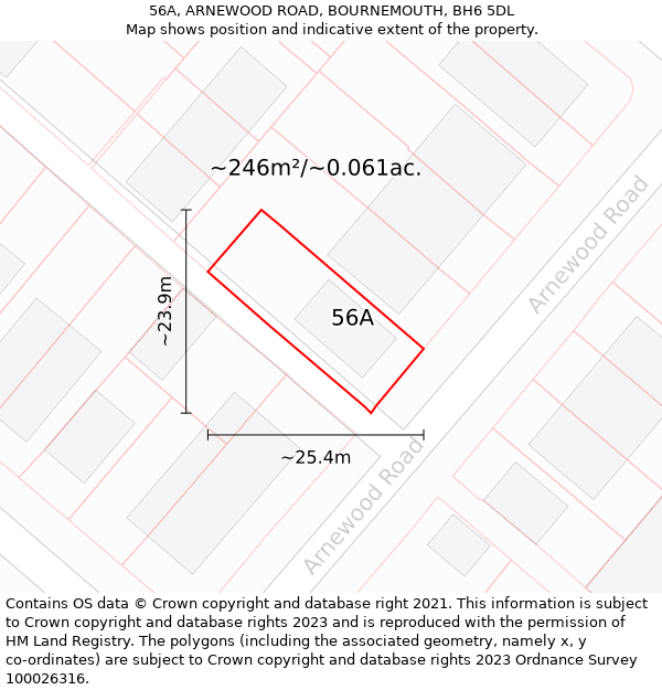 56A, ARNEWOOD ROAD, BOURNEMOUTH, BH6 5DL: Plot and title map