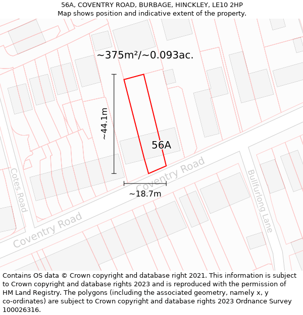 56A, COVENTRY ROAD, BURBAGE, HINCKLEY, LE10 2HP: Plot and title map