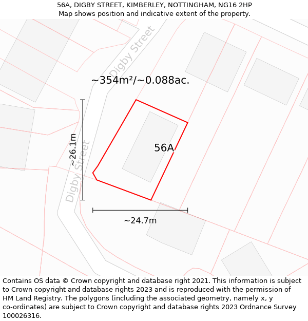 56A, DIGBY STREET, KIMBERLEY, NOTTINGHAM, NG16 2HP: Plot and title map