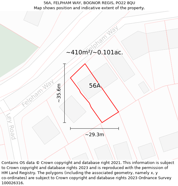 56A, FELPHAM WAY, BOGNOR REGIS, PO22 8QU: Plot and title map