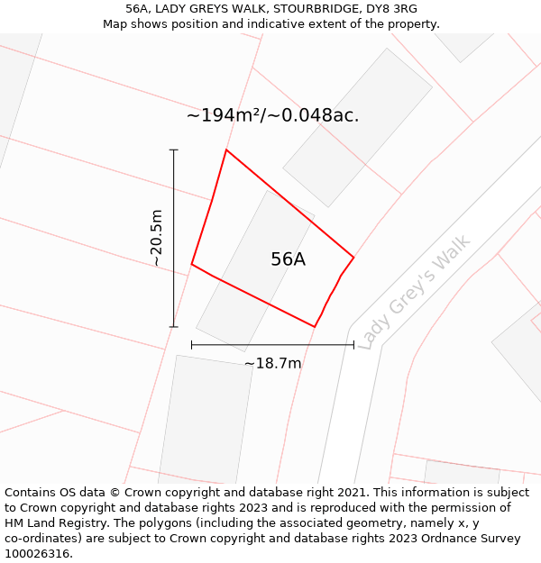 56A, LADY GREYS WALK, STOURBRIDGE, DY8 3RG: Plot and title map
