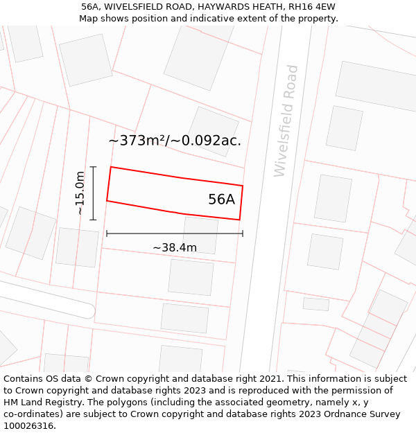 56A, WIVELSFIELD ROAD, HAYWARDS HEATH, RH16 4EW: Plot and title map