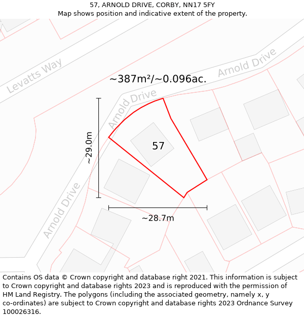 57, ARNOLD DRIVE, CORBY, NN17 5FY: Plot and title map