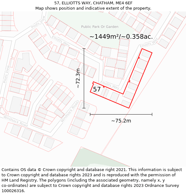 57, ELLIOTTS WAY, CHATHAM, ME4 6EF: Plot and title map