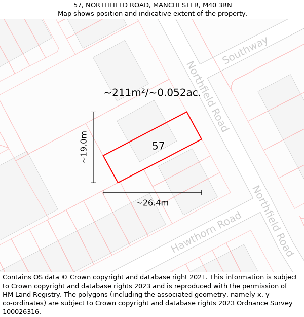 57, NORTHFIELD ROAD, MANCHESTER, M40 3RN: Plot and title map
