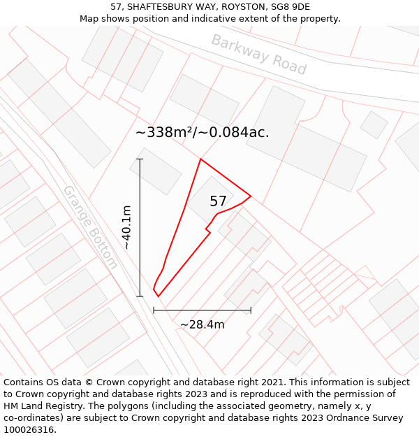 57, SHAFTESBURY WAY, ROYSTON, SG8 9DE: Plot and title map