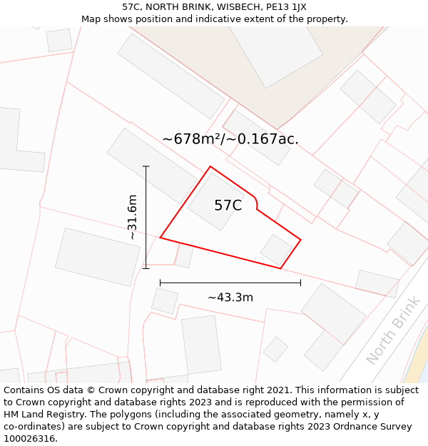 57C, NORTH BRINK, WISBECH, PE13 1JX: Plot and title map