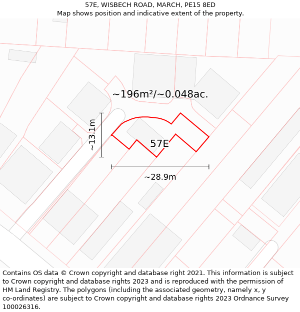 57E, WISBECH ROAD, MARCH, PE15 8ED: Plot and title map