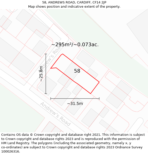58, ANDREWS ROAD, CARDIFF, CF14 2JP: Plot and title map