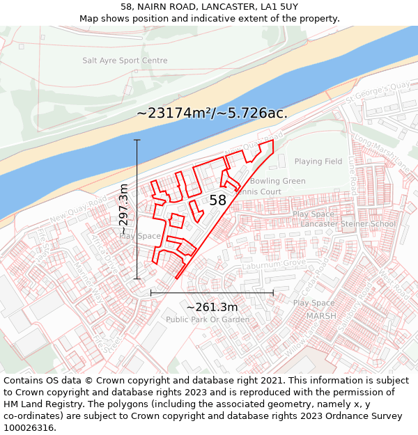 58, NAIRN ROAD, LANCASTER, LA1 5UY: Plot and title map